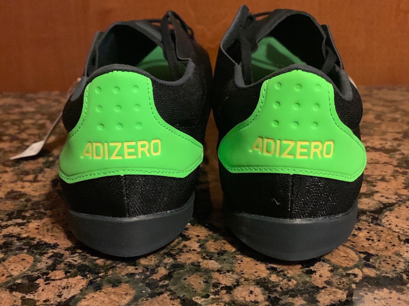 New! Mens ADIDAS ADIZERO AMBITION MID DISTANCE/STEEPLECHASE SPIKES BLACK/GREEN