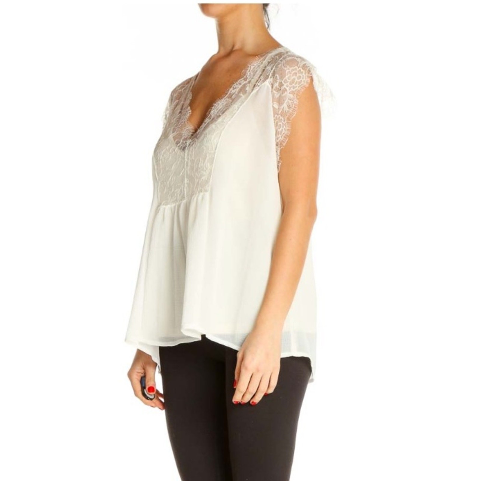 NEW with tags Lovestitch Ivory Kaylee Lace and Satin Blouse, NWT, Size Small