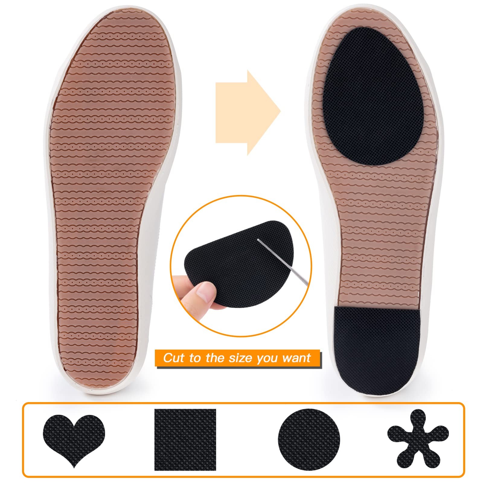3Pairs Non-Slip Shoe Pads Self Adhesive Sole Protector for Bottom of Shoes Heels
