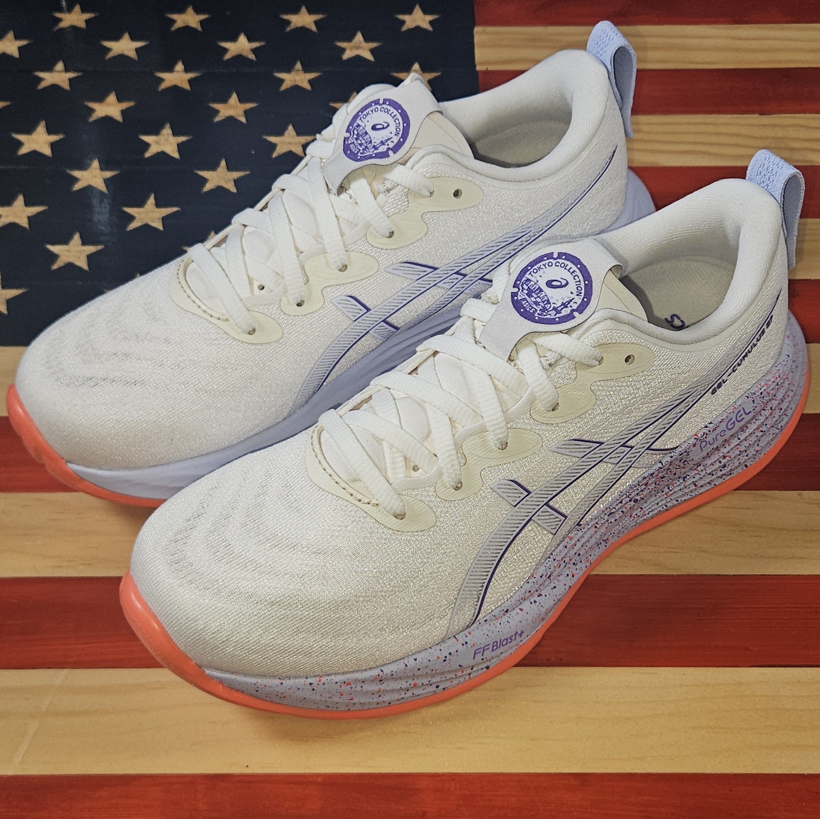Asics Gel Cumulus 27 TOKYO CREAM/PURPLE Running Shoe SAMPLE [1012B955.500] Wmn 8