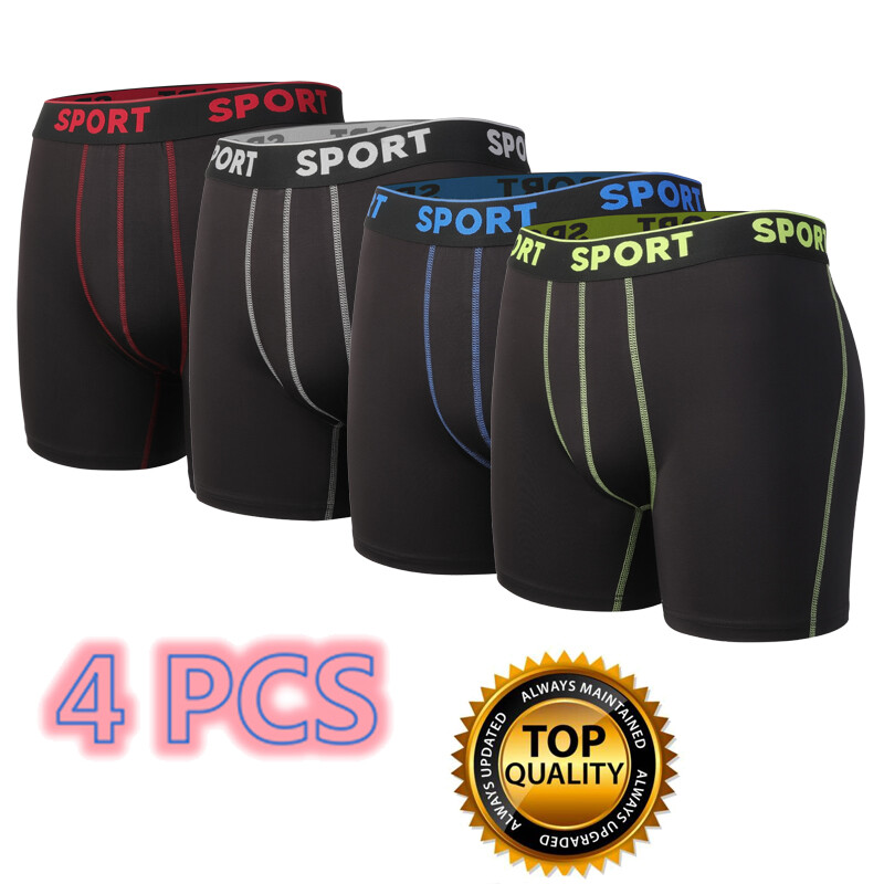 4 Pack Men Boxer Briefs Bamboo Fiber Underwear with 3D Support Pouch Soft Shorts