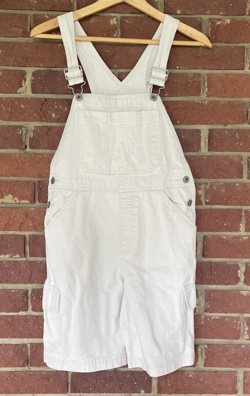 Vintage Gap Kids Denim Shortalls Overalls Khaki Cargo Kidcore Size XL Juniors XS