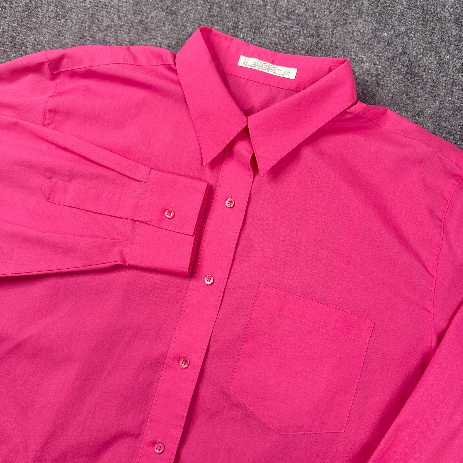 Foxcroft Womens Button Up Dress Shirt Size 16 Pink Wrinkle Free Long Sleeve