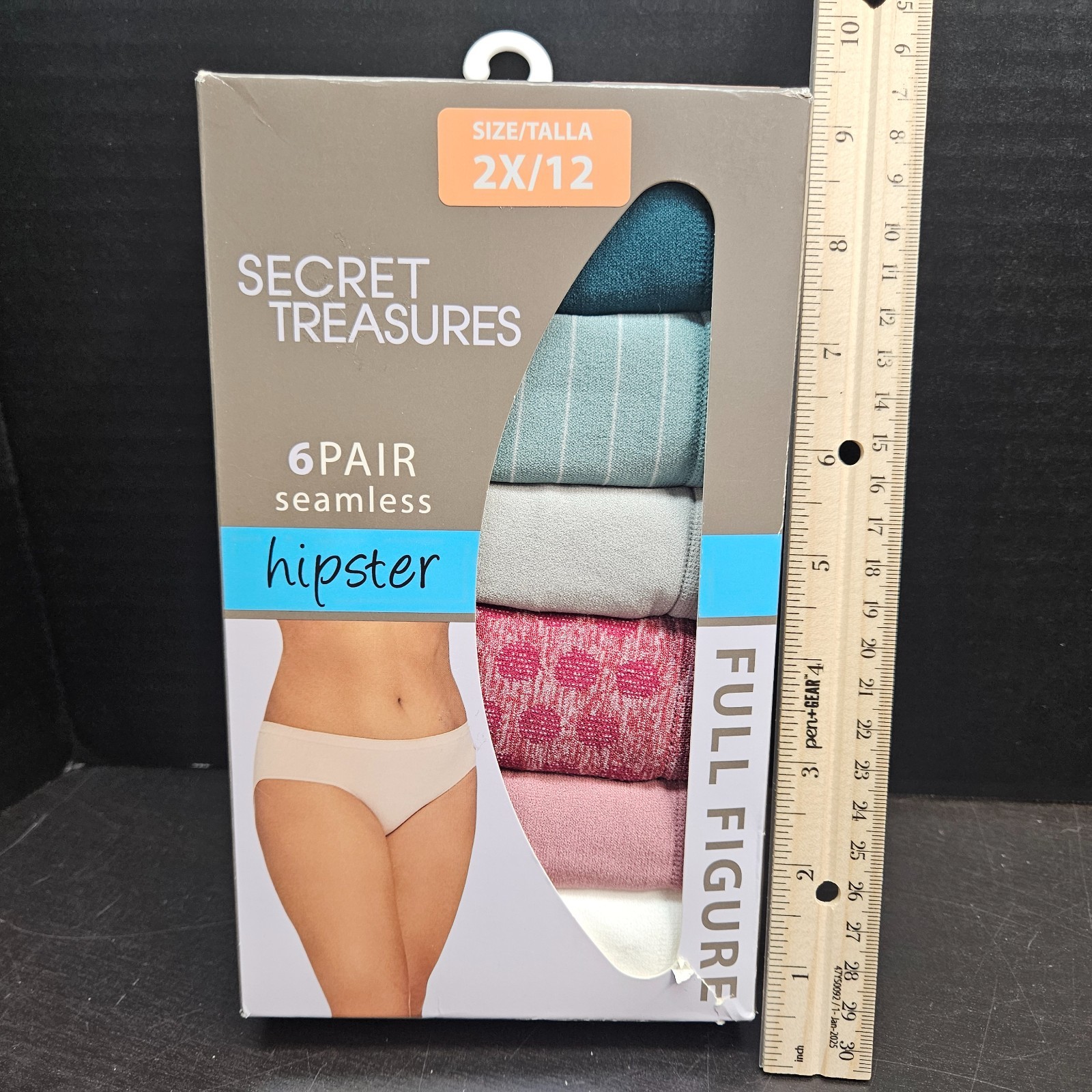 Secret Treasures HIPSTER PANTIES 6 Pair Seamless XXL 2X 12 Multi Color Underwear