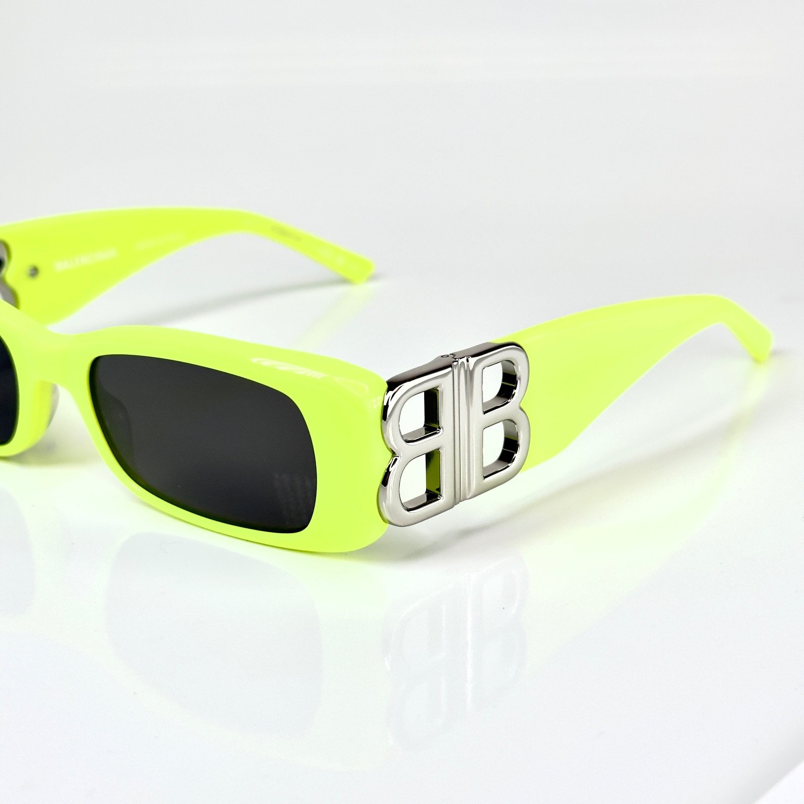 BALENCIAGA BB0096 DYNASTY 0096 Neon Fluo Yellow 008 Fashion BB Narrow Sunglasses