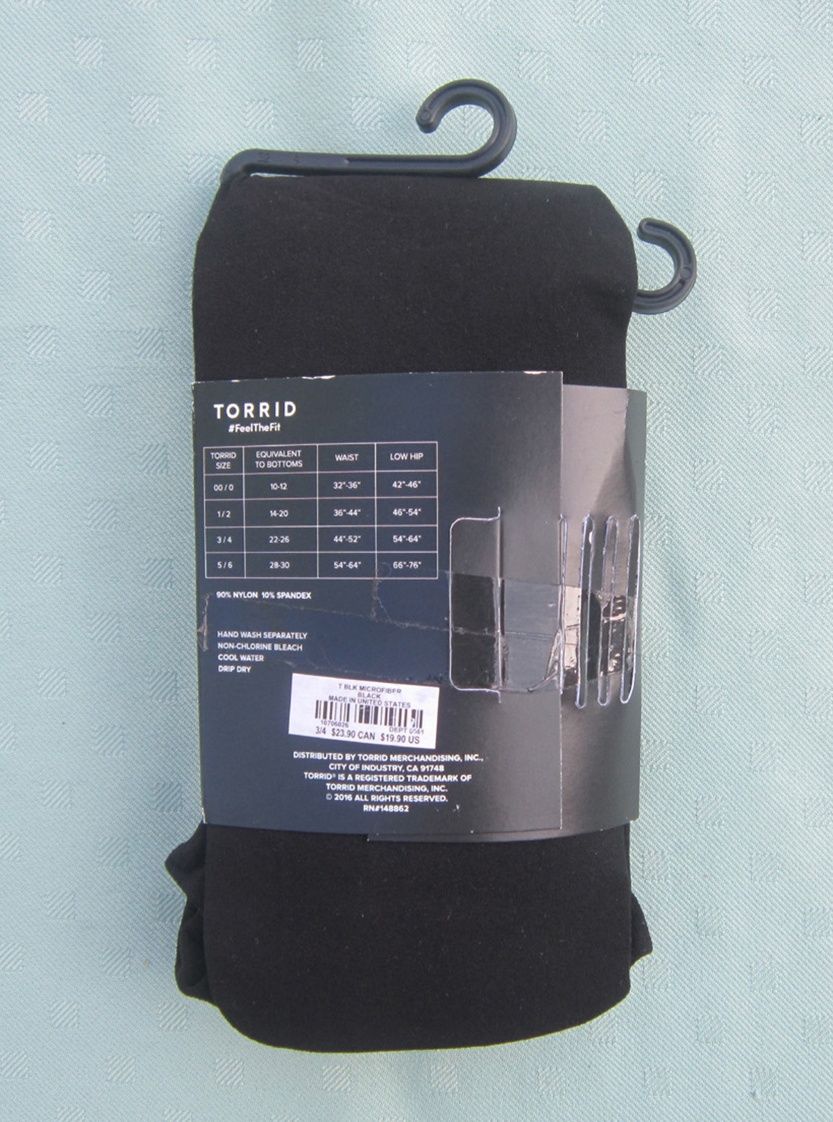 NEW Torrid Black Microfiber Tights Size 3/4 Equivalent to Size (22-26)