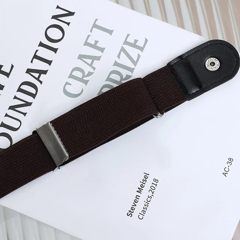2 Pack No Buckle Elastic Belt Invisible Loop Belt for Jeans Pants