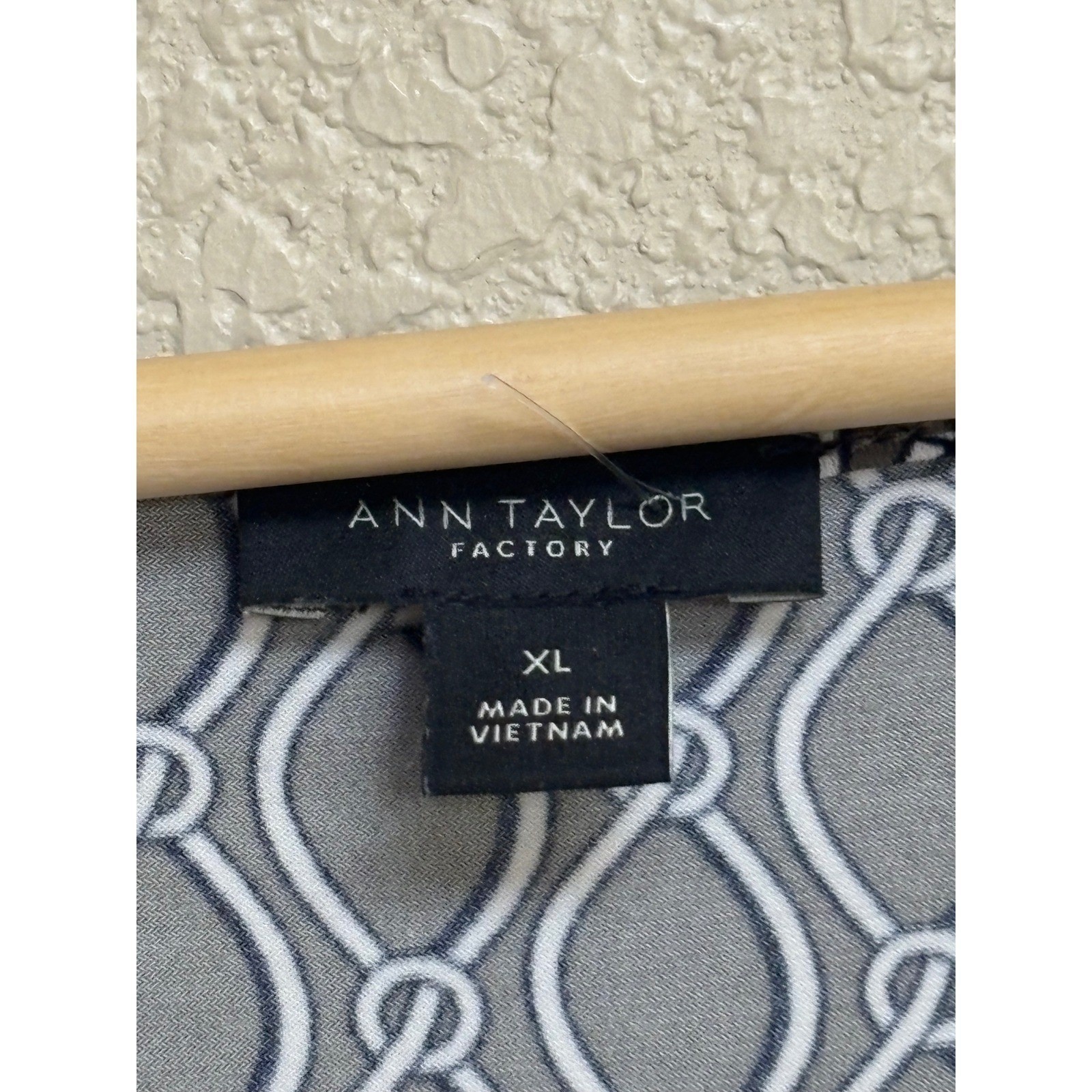Ann Taylor Factory Gray White Geometric Link Print Flutter Sleeve Midi Dress XL