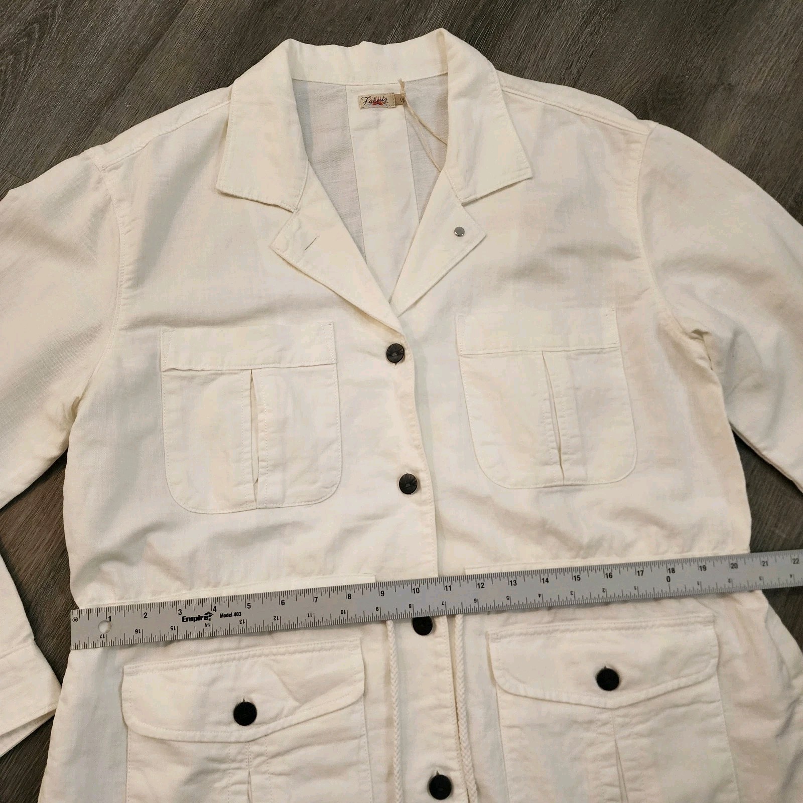 Faherty Larkspur Jacket L NWT White Linen Cotton Safari Coastal Utility $248