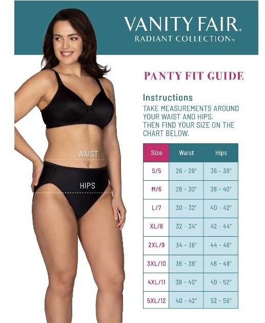 3 Pair Vanity Fair Radiant Undershapers Hi-Cut Brief Panties S/5 Underwear Black