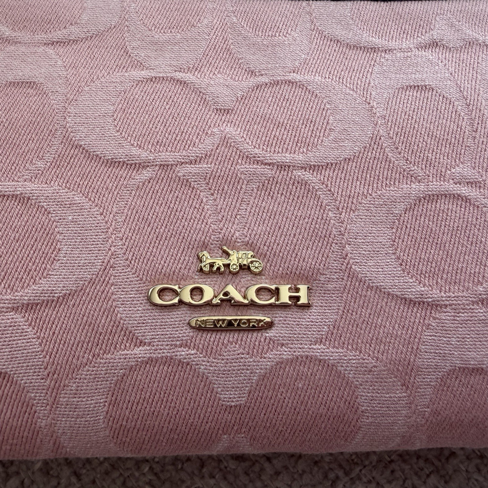 Coach Pink Denim Double zip Wallet Pouch with Wrist Strap