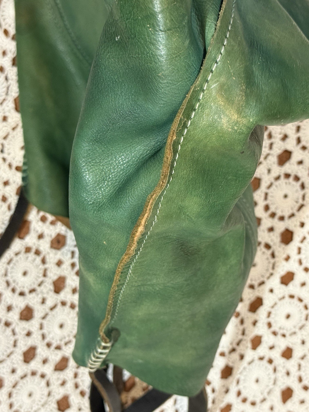 Old Trend Forest Island Green Tote Satchel Bag Purse Distressed Leather Boho