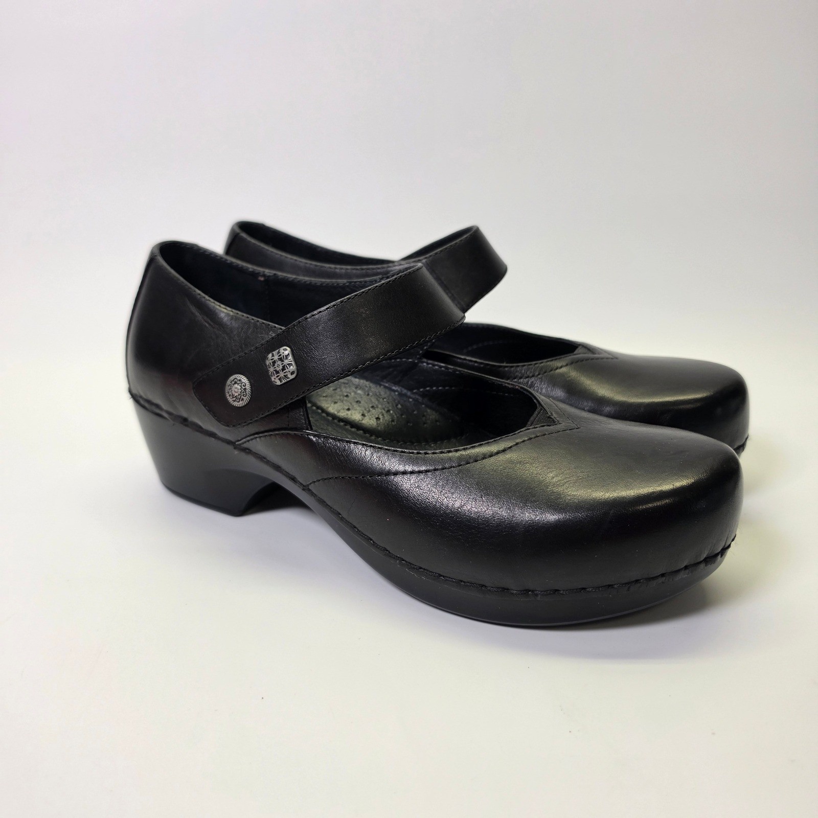 Dansko Mary Jane Clogs Women’s 11 Black Leather Comfort Career Nurse Shoes EU 41