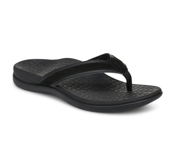 NEW VIONIC Women’s Tide 2.0 Toe Post Sandal – Black Suede, Medium
