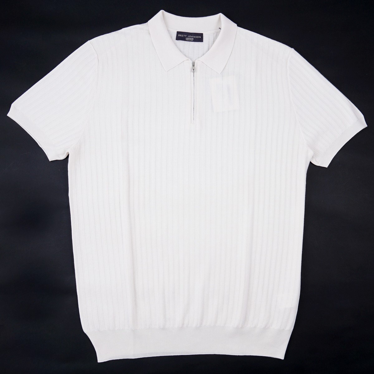Brett Johnson Short Sleeve Cashmere-Silk Half-Zip Polo Sweater L (Eu 52) NWT