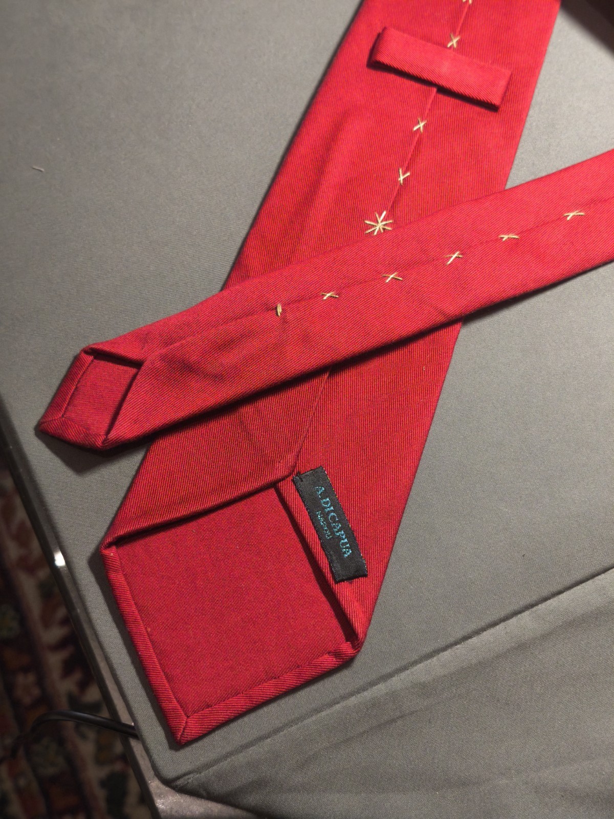 A. Di Capua Napoli – Red Solid Color Cotton Tailored Tie