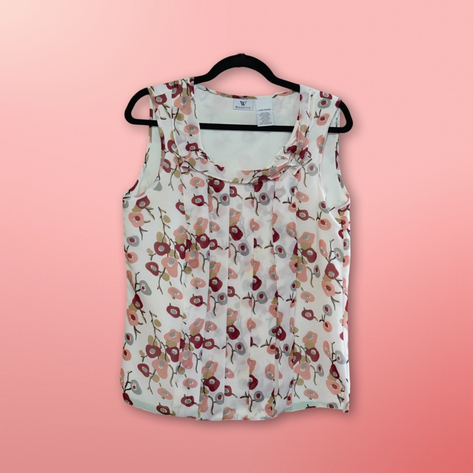 Worthing Beige Floral Blouse – Women’s Size Large