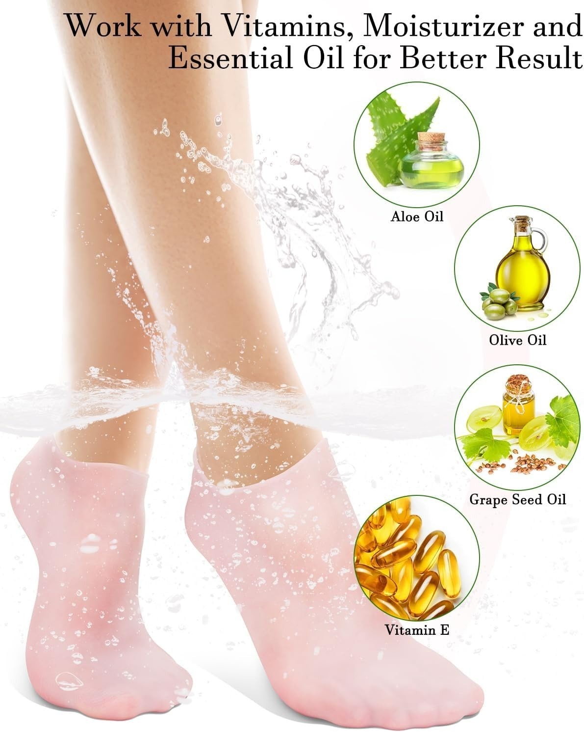 Silicone Moisturizing Socks for Women Dry Cracked Feet, Soft Gel Rubber Socks…