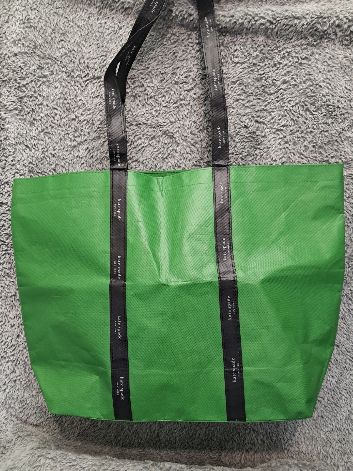 Kate Spade New York Recyclable Tote Shopping Grocery Bag Green Handles Re-usable