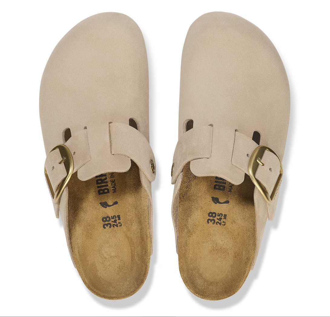 Birkenstock Boston Big Buckle Nubuck Leather Women’s Clog Sandals -Narrow 37-41