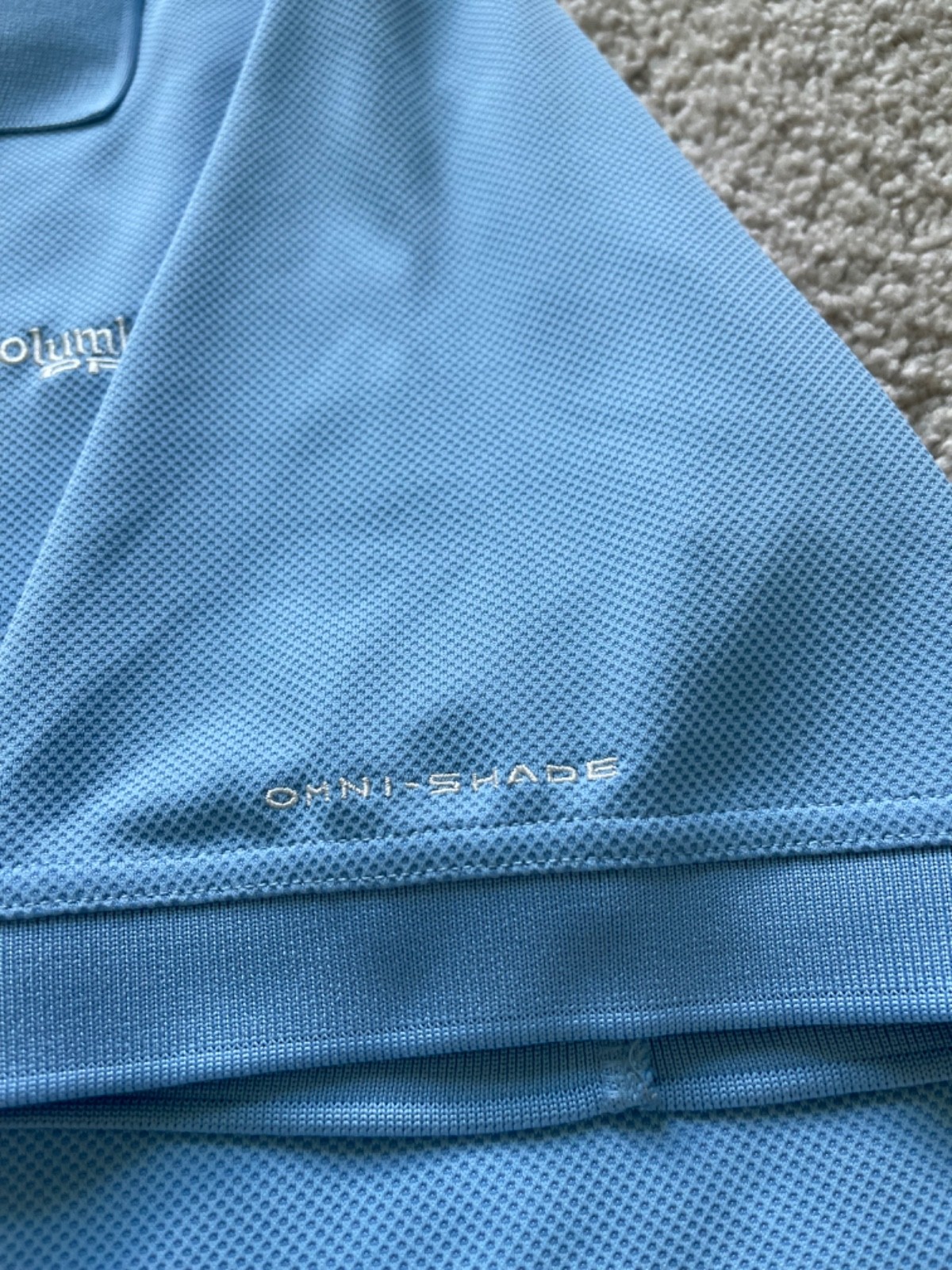 Light blue mens columbia performance fishing gear omni shade shirt large