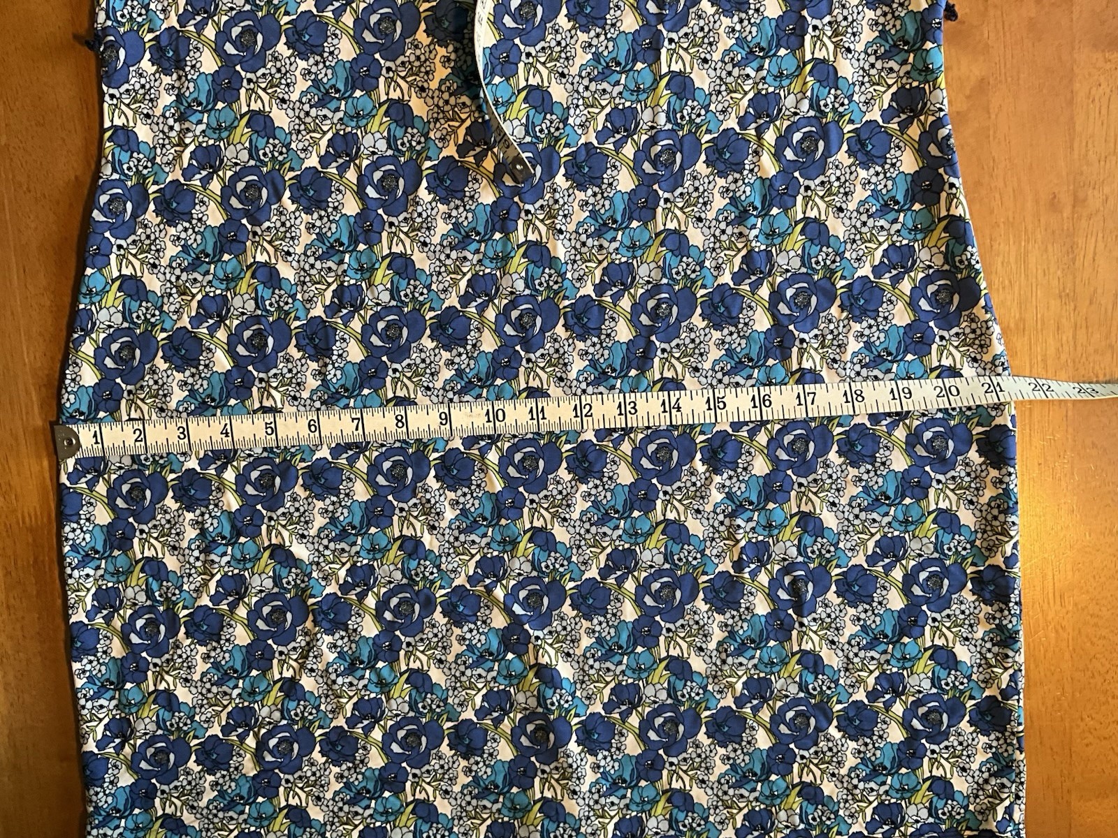 Leota Compass Rose A Line Dress Belted Blue Floral Print Made In USA NYC Spring