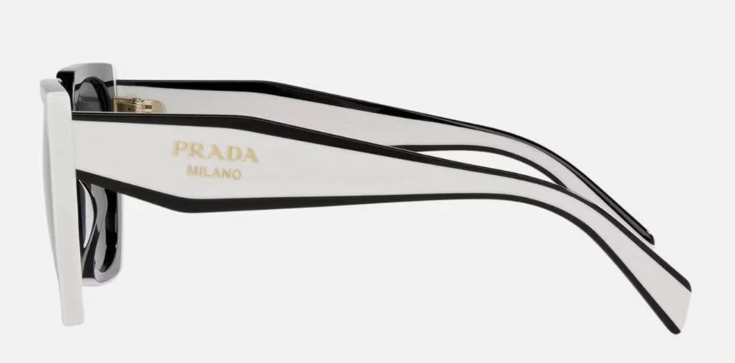Prada PR 15WS Oversize Square Sunglasses Women Black White Frame UV400