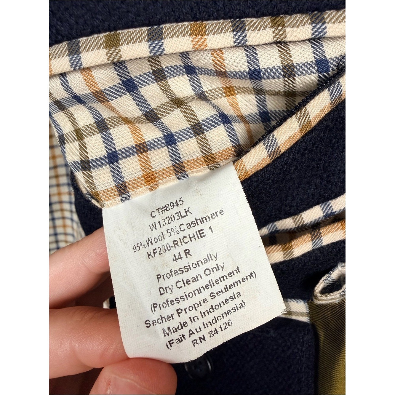 Kroon Richie Wool Cashmere Layered Sport Coat Blazer Navy 44R Italy