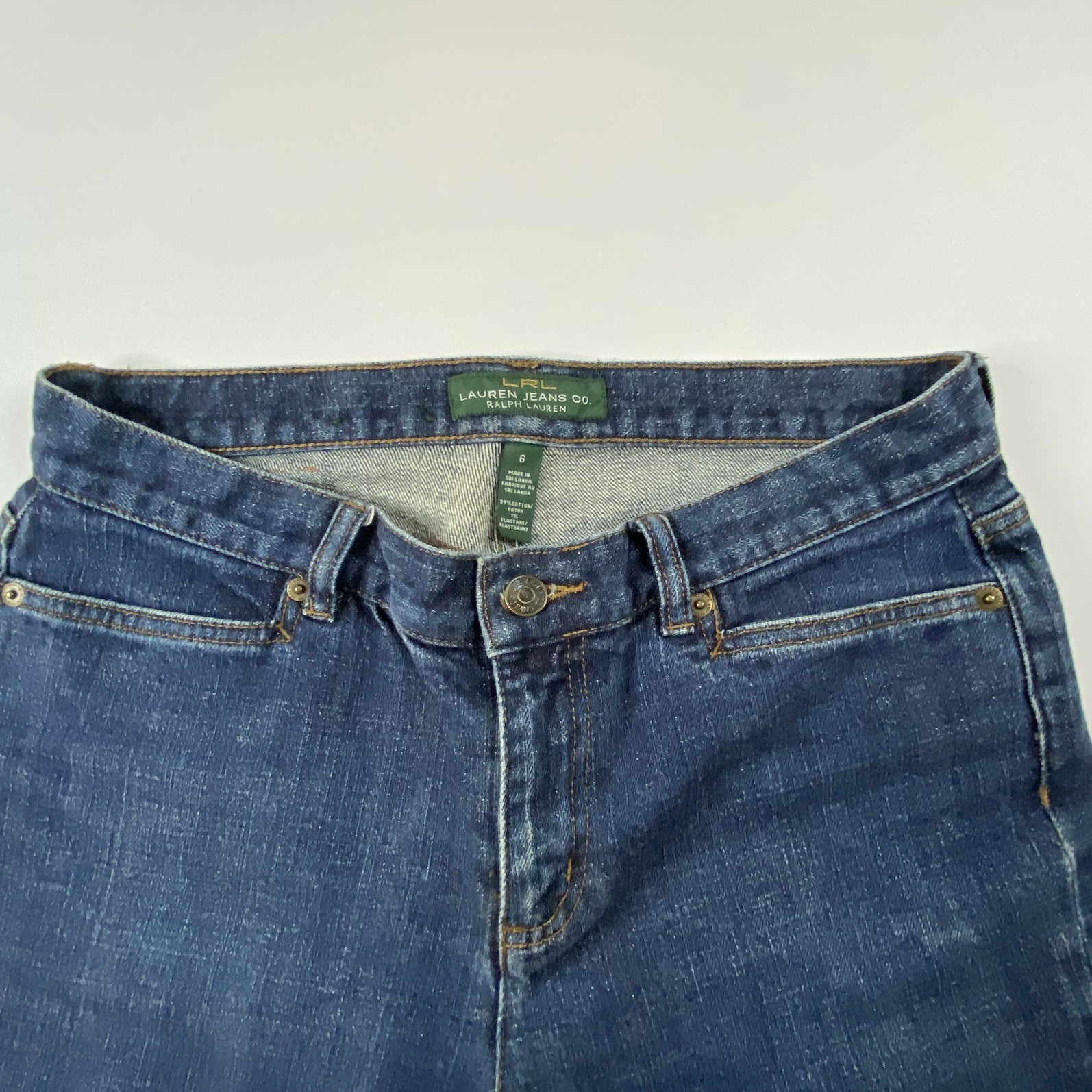 LRL Lauren Jeans Co Womens Classic Midcalf Denim Capri Denim Size 6 Dark Wash