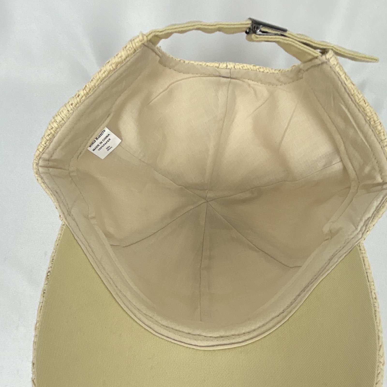 World Market Beige Paper Adjustable Baseball Cap Hat Solid 22 in Women’s