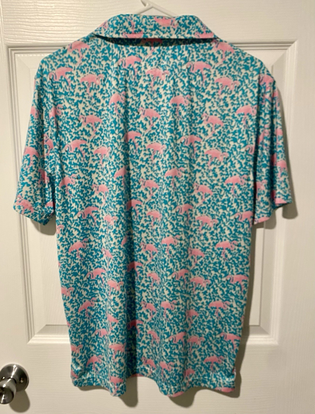 CHUBBIES THE DOMINGO Mens Large Flamingo Print Short Sleeve Golf Polo Shirt