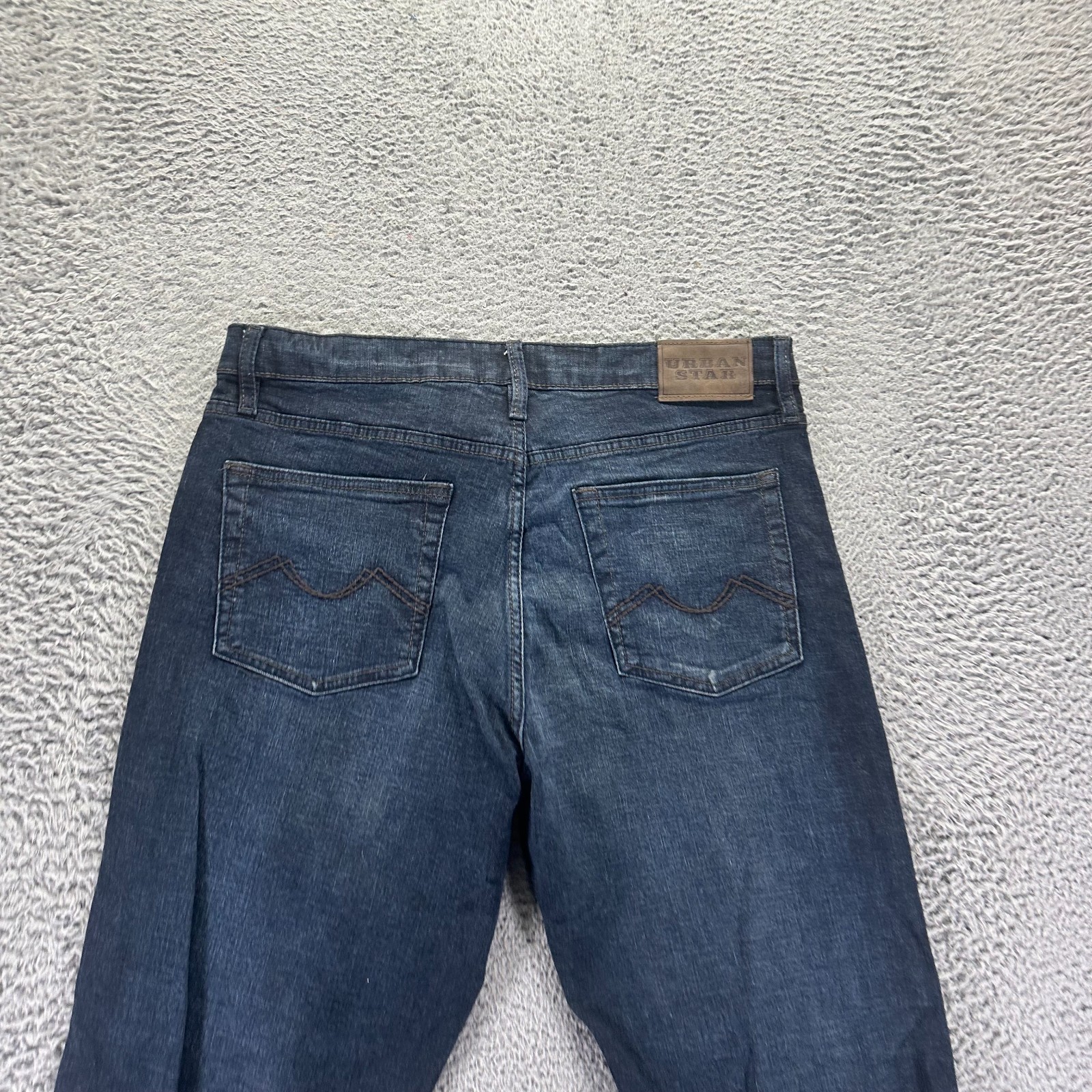 Urban Star Jeans Mens 36×32 Blue Cotton Denim Straight Relaxed Fit Faded Stretch