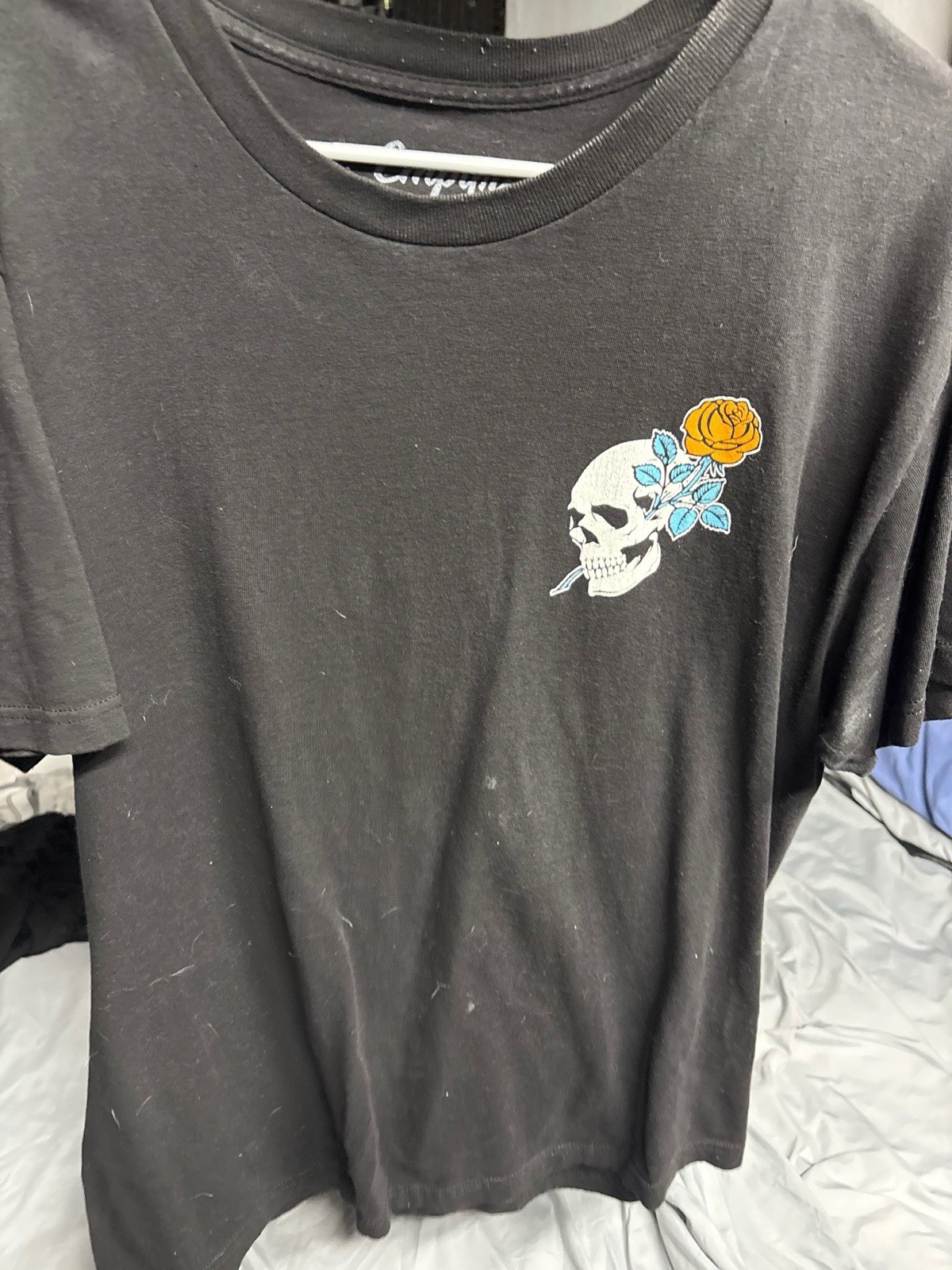 Empyre Shirt Size L Skull Rose Graphic Short Sleeve Cotton Nothing is Certain