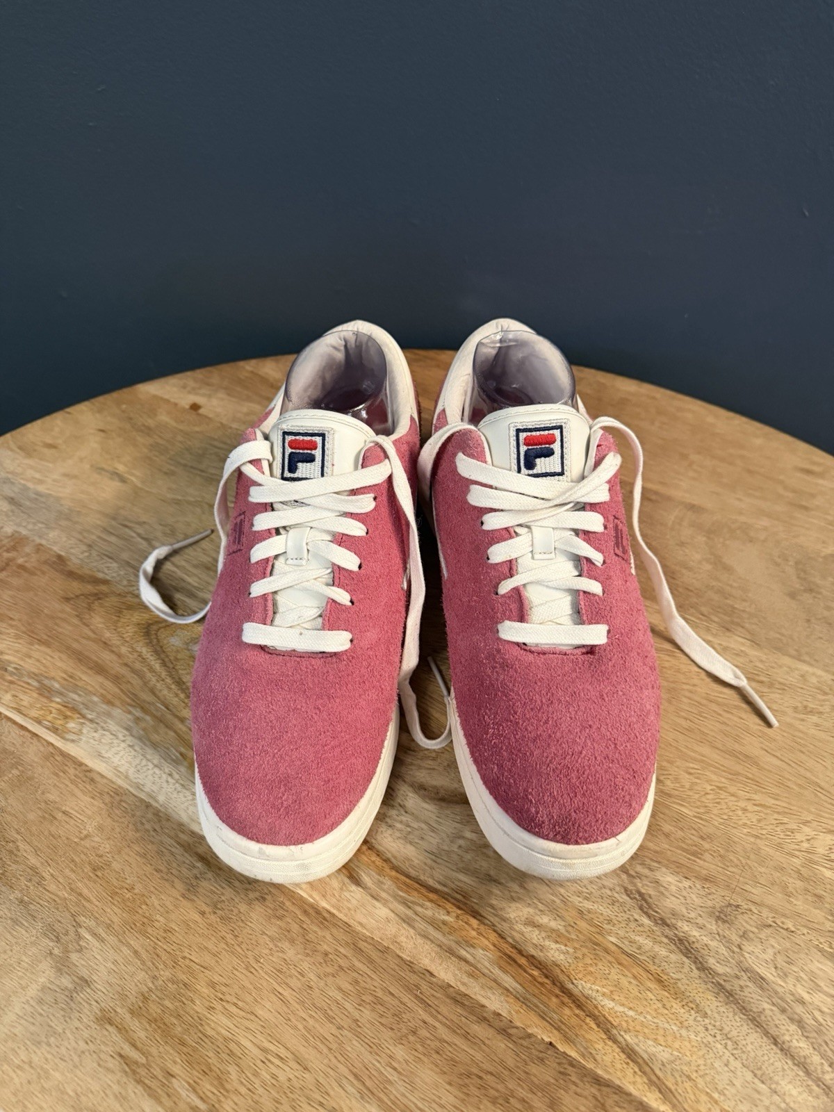 FILA Men’s Low Top Suede Lace Up Athletic Sneakers Pink/White Solid