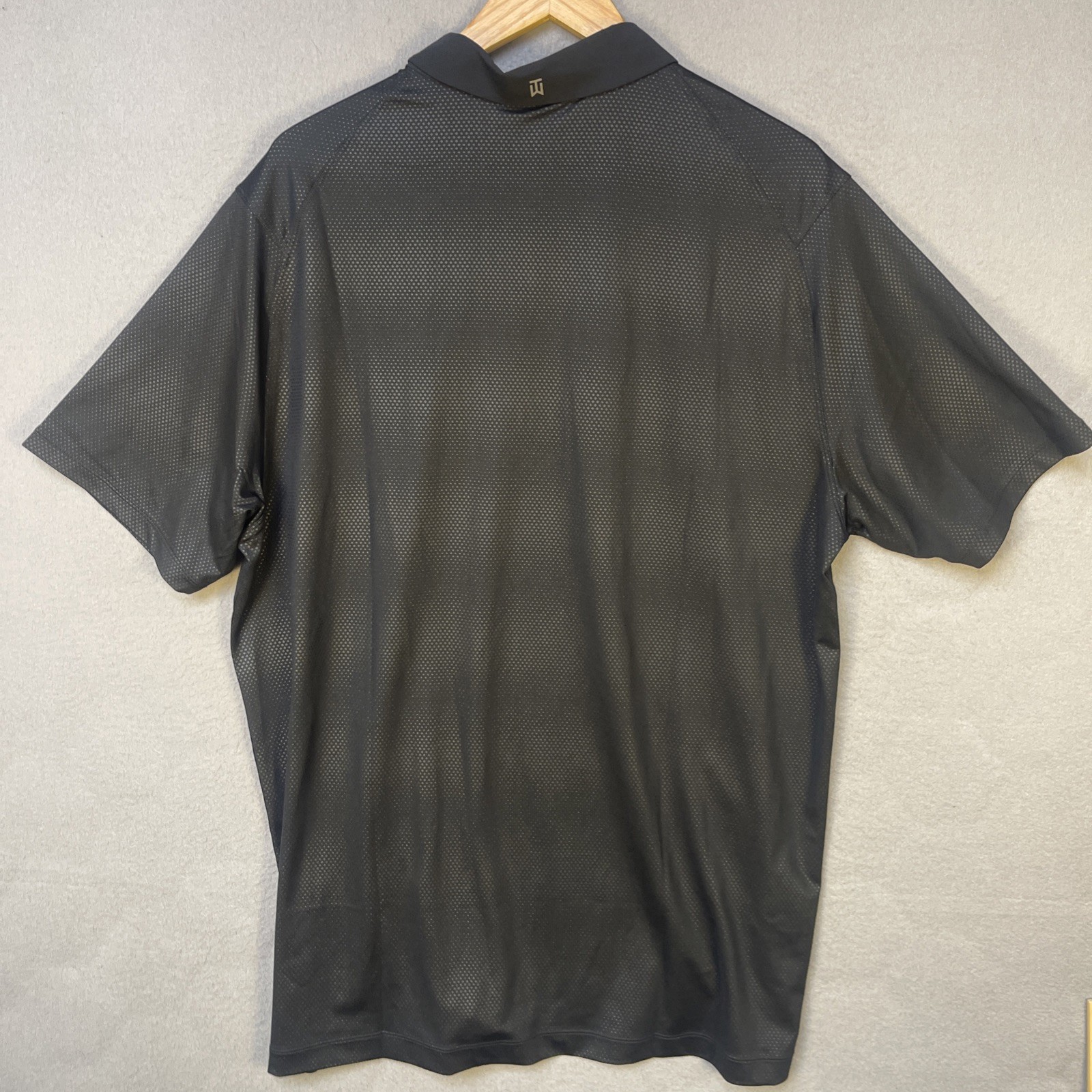 Nike Golf Tiger Woods Collection Polo Shirt Mens XL Black Micro Dot Print NEW