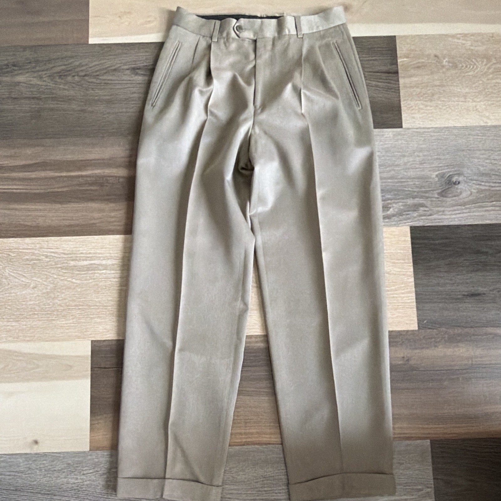 Louis Raphael Men’s Gray Pleated Dress Pants Cuffed Hem Pockets Waist 40