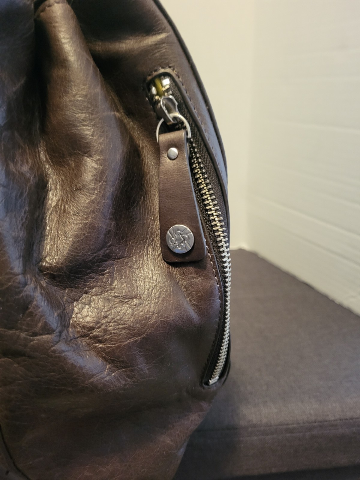 Petunia Pickle Bottom Brown Leather And Sepia Tote Handbag Purse Cutout Floral