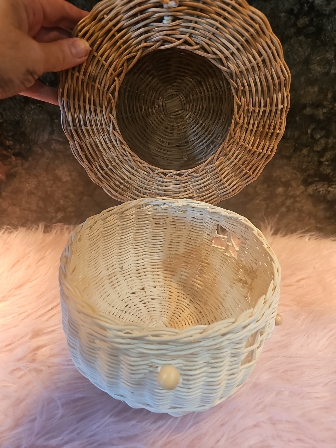 Rattan Mushroom Basket Bag Wicker Woven Women Handbags Beach Straw Bag Box