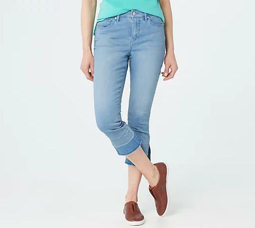Isaac Mizrahi Live! Reguar DENIM Crop Jeans w/ Release Hem Light wash size 4