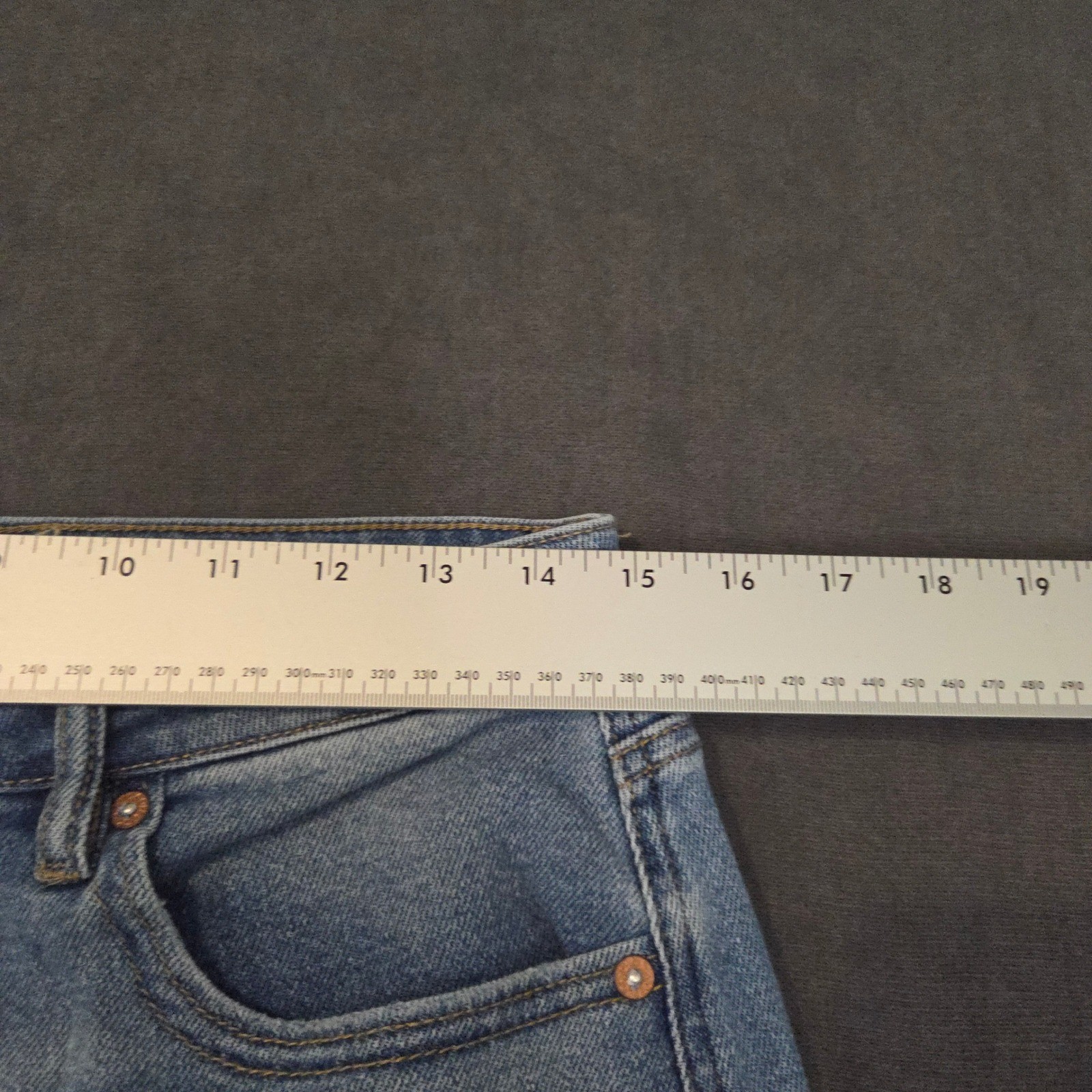 OFLUCK Women Distressed High Rise Straight Leg Jeans Light Wash Raw Hem Size 8