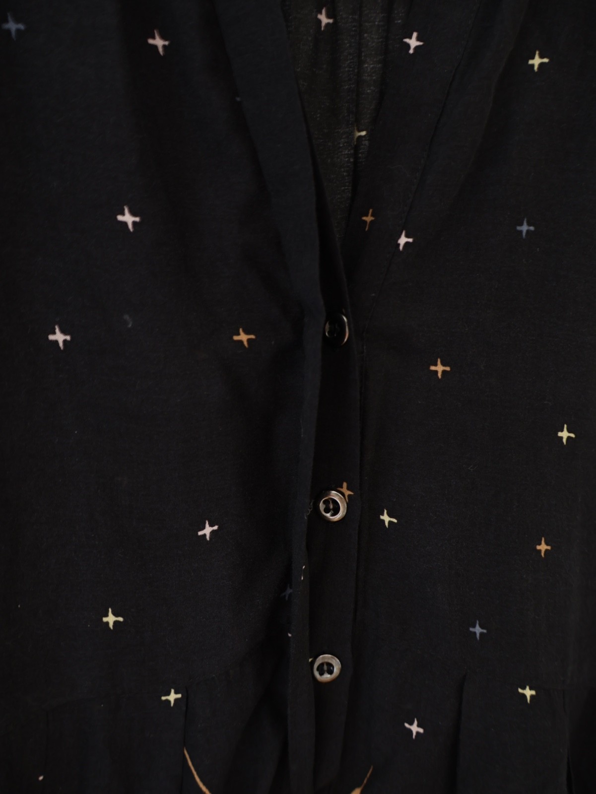 Free People Sierra Valley Black Floral Paisley Celestial Tunic Dress Size S Boho