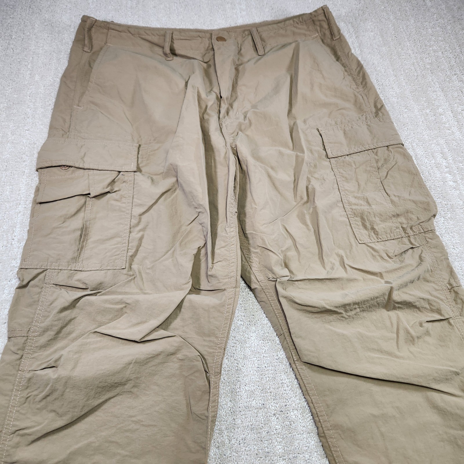 American Eagle Parachute Pants Men Large Brown Baggy Woven Y2K Stretch
