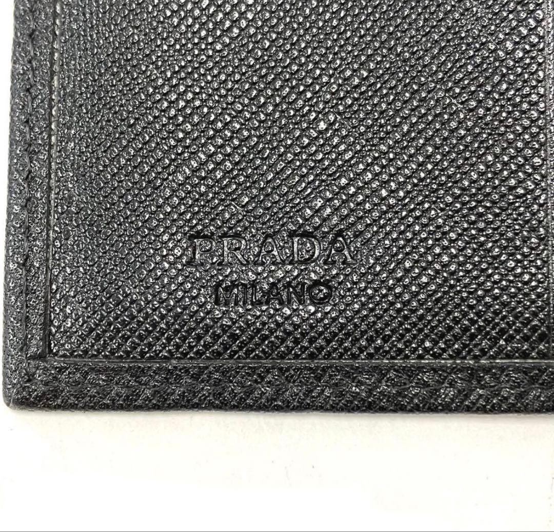 Popular PRADA Prada Bifold Wallet Triangle Plate Saffiano Leather Black