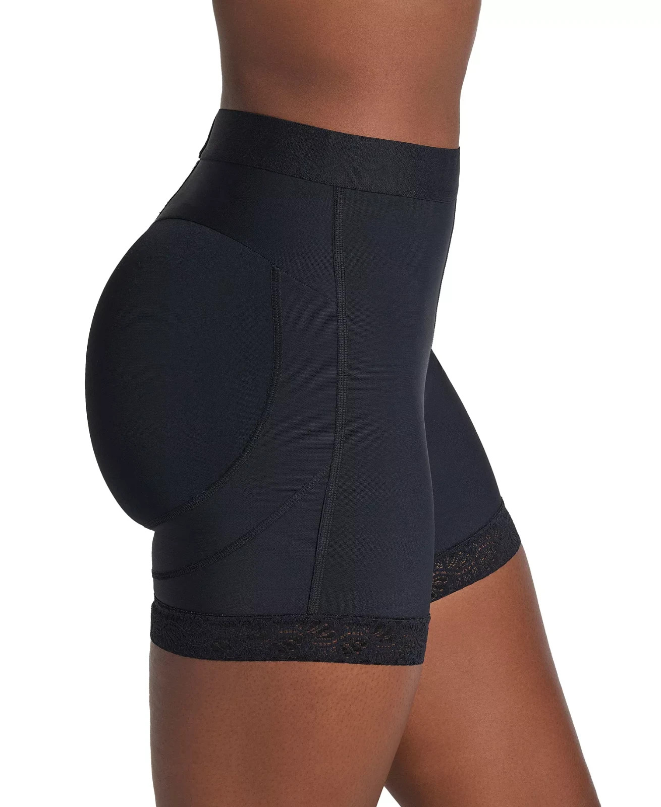Leonisa Womens Mid Rise Sculpting Butt Lifter Shaper Shorts 012983 Size M Black