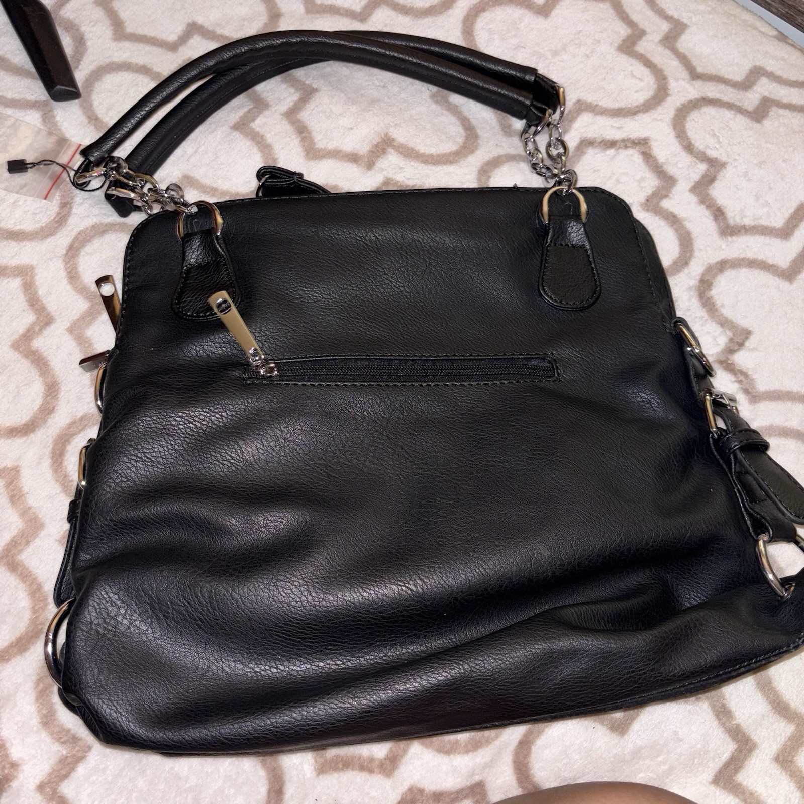Red Authentic Merch Black Rhinestone Angel Shoulder Bag Zip, Detachable Strap