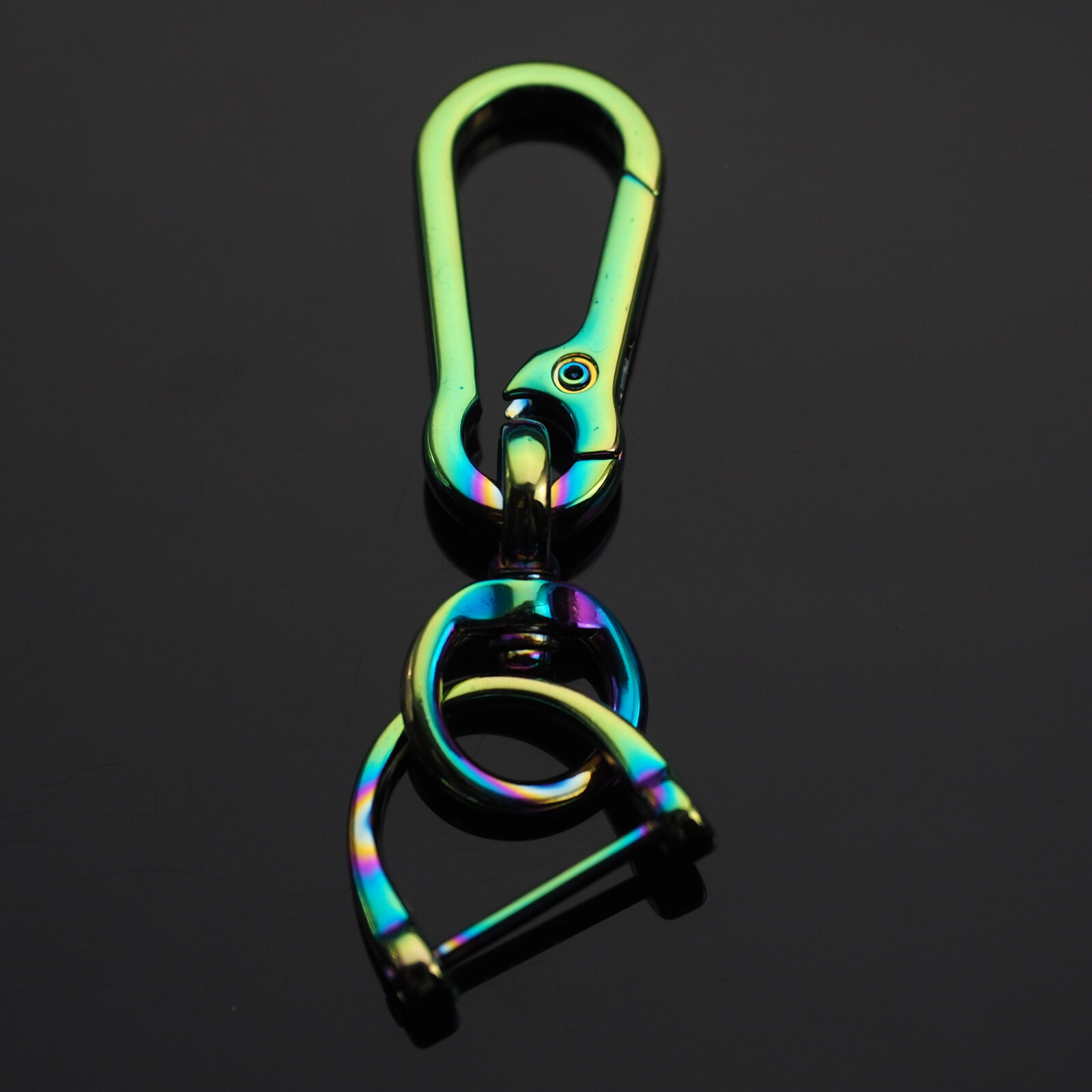 Keychain Clip Bag Belt Ergonomic Car Ring Key 360 Fob D-Ring Buckle Holder Neon