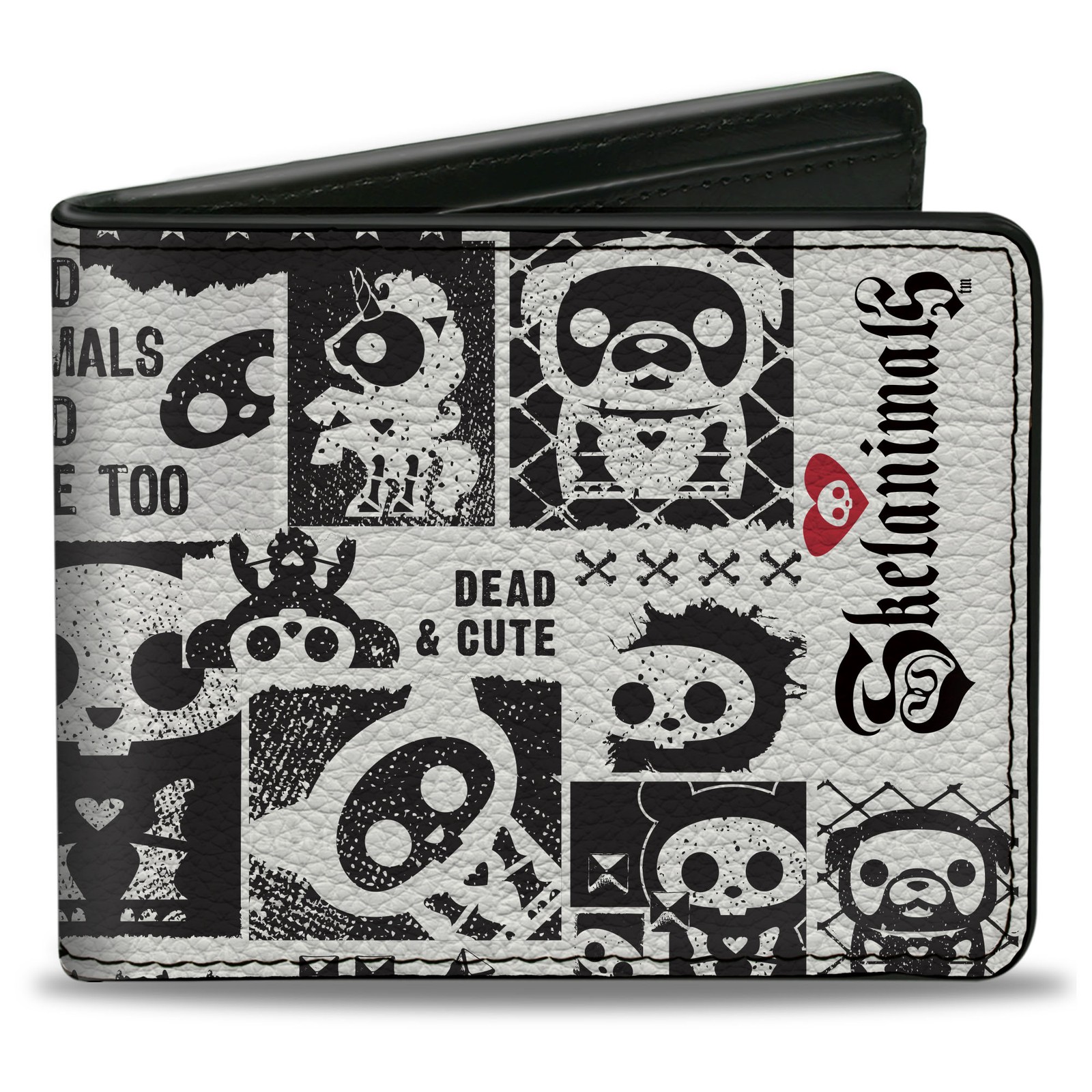Bi-Fold Wallet SKELANIMALS DEAD ANIMALS Quotes Collage and Title Logo White/Blac