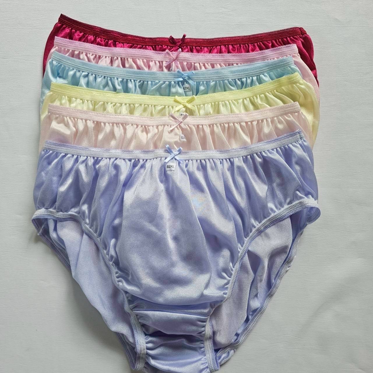 12 Plus Underwear Mid-Waist Panties Women Mens Briefs Nylon Silky Soft /2XL/Mix