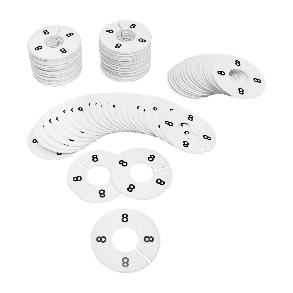 Hangers Retail Clothing Rack 3-1/2″ Round Plastic Size 8 Dividers 10 PCS WHITE