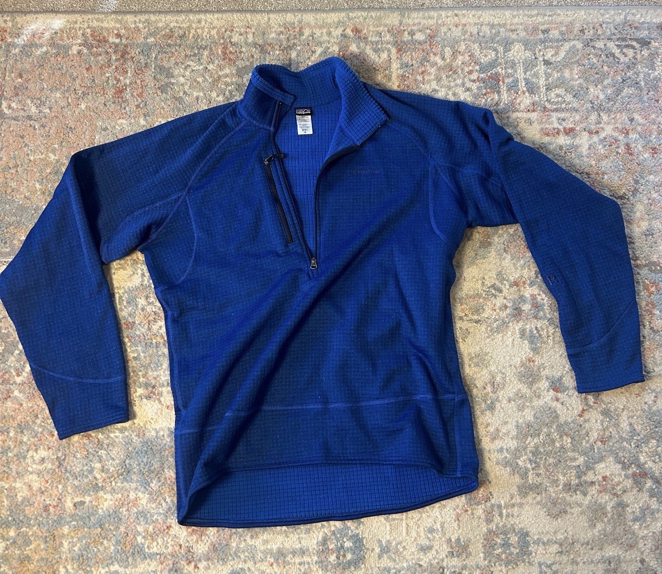 Vintage Patagonia R1 Pullover Zip Men’s Medium Blue Outdoor Ski Hike Climb